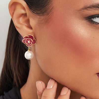 FotoBrinco Flor Com Pérola Pendente