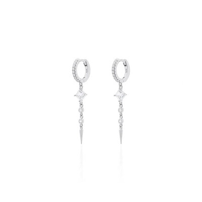 Foto Argola Cravejada e Pingente com Zircônias Prata 925