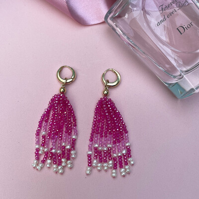 FotoArgola Chuva de Cristais Rosa e Pérolas