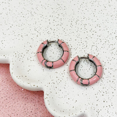 Foto Argola Esmaltada Rosa M Prata 925