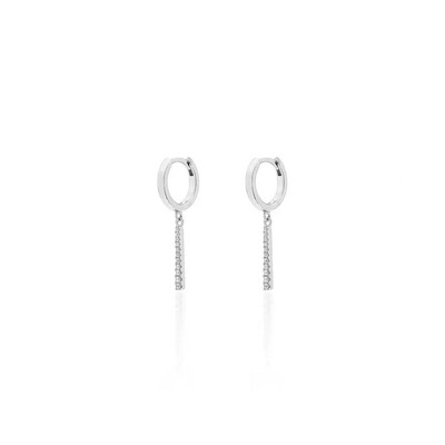 Foto Argola Pingente Palito Cravejado Prata 925