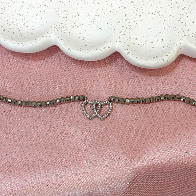 Foto Pulseira Corações e Cristais Prata 925