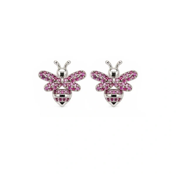 Brinco Abelha Cravejada Fucsia