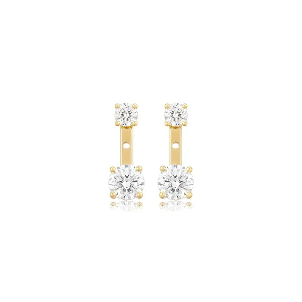 Brinco Ear Jacket Duas Zircônias com Ajuste