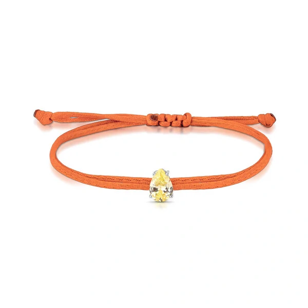 Pulseira Fio de Seda Pingente em Prata 925