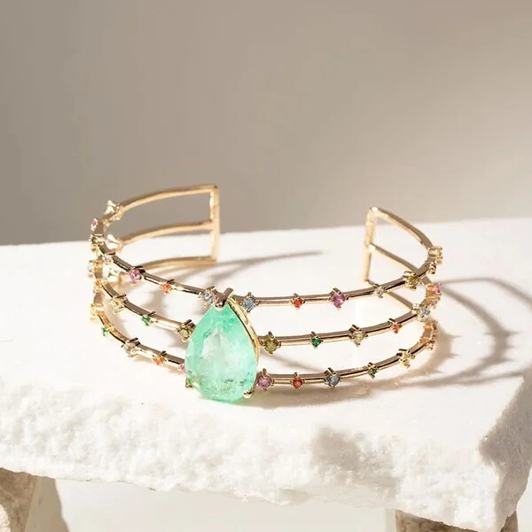 Bracelete Gota Turmalina e Zircônias Rainbow