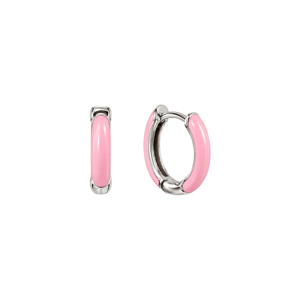 Argola Esmaltada Rosa Prata 925