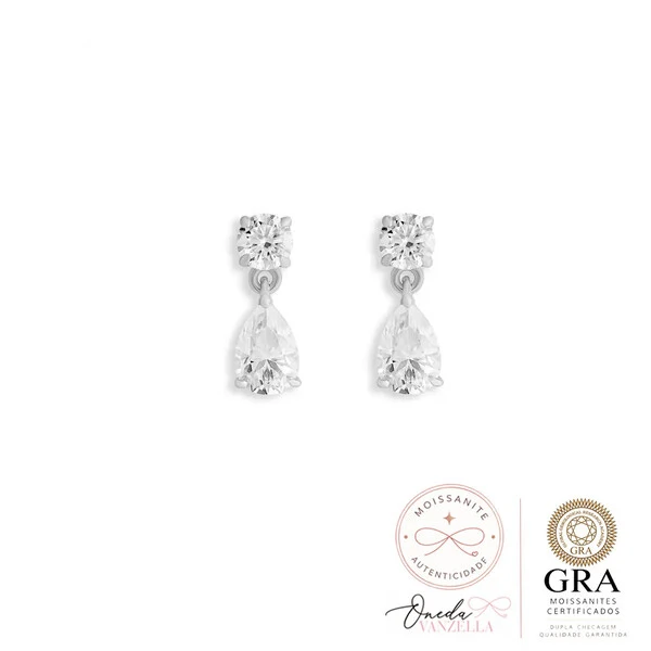 Brinco Gota Pendurada - Moissanite