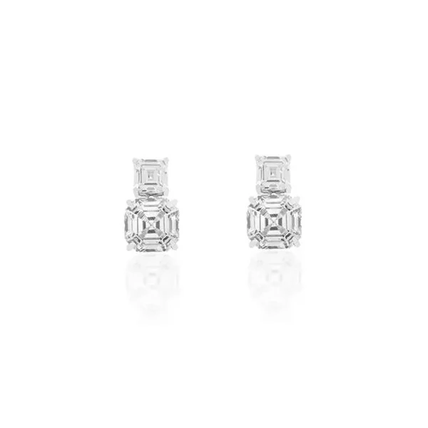Brinco Duas Zircônias Quadradas