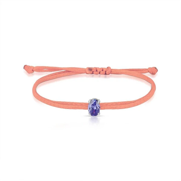 Pulseira Fio de Seda Pingente em Prata 925