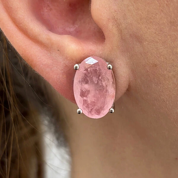 Brinco Oval Rosa Fusion