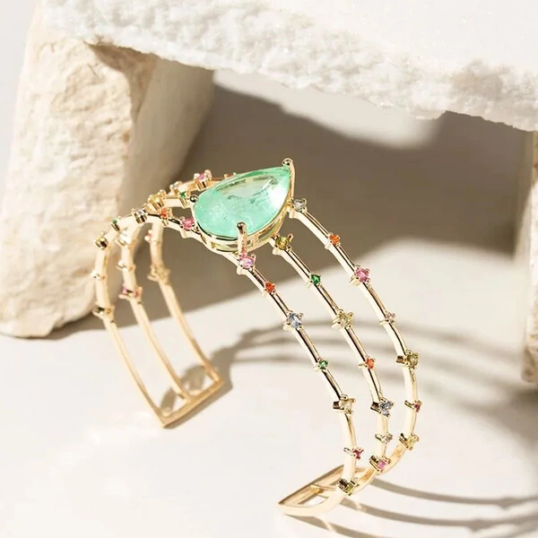 Bracelete Gota Turmalina e Zircônias Rainbow