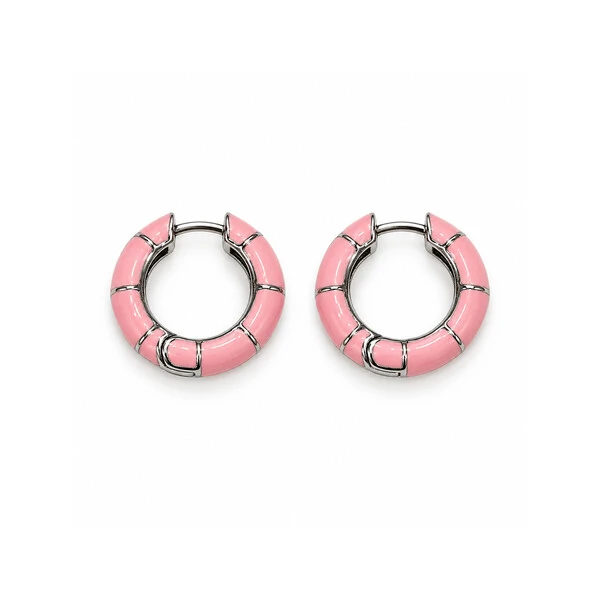 Argola Esmaltada Rosa M Prata 925
