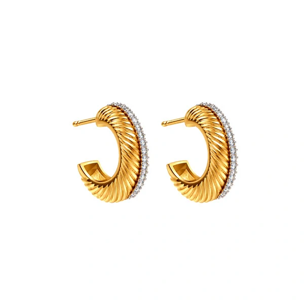 Argola Textura com Filete Cravejado M