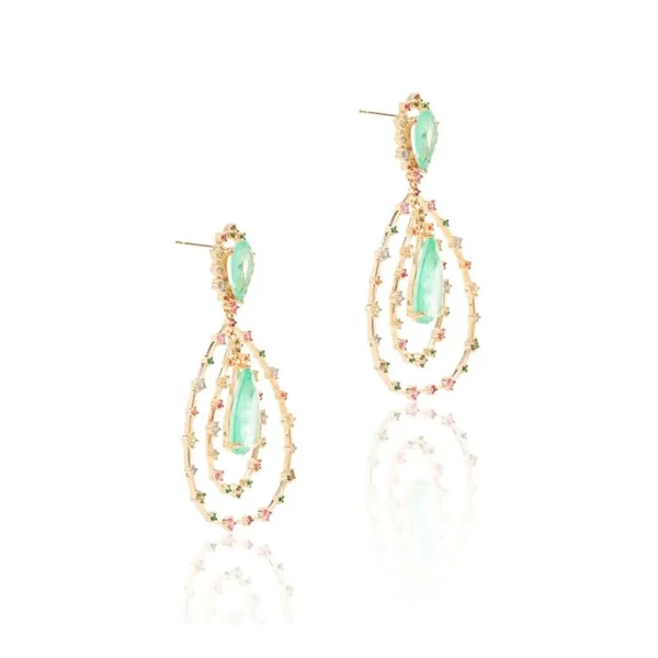 Brinco Gota Turmalina e Zircônias Rainbow