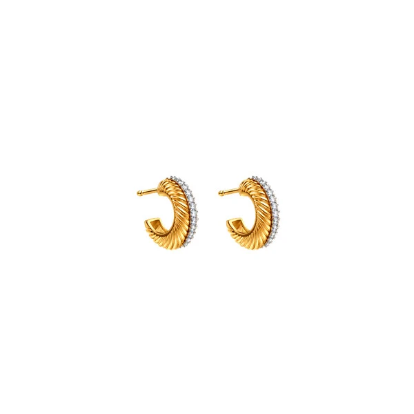 Argola Textura com Filete Cravejado P