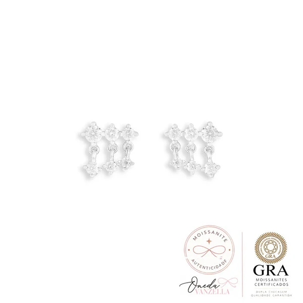 Brinco Seis Pontos de Luz - Moissanite