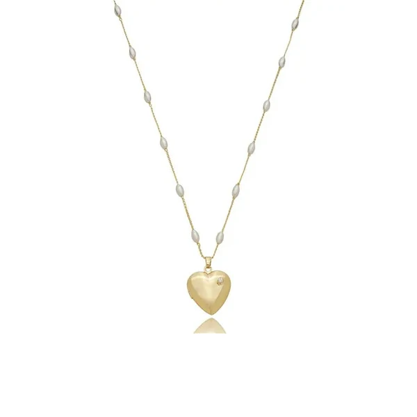 Colar Relicário Pérolas e Coração