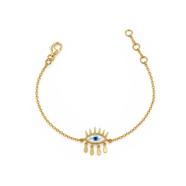 Pulseira Olho Grego Gotinhas Prata 925