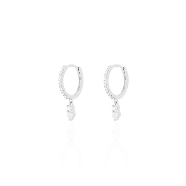 Argola Coração e Quadrado Mini Prata 925