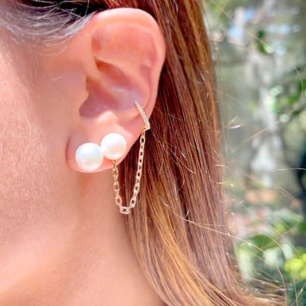 Brinco Pérola e Piercing Cravejado (2x1)