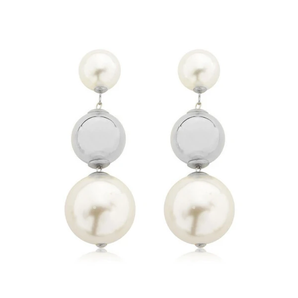 Brinco Maxi Pérolas Prateado