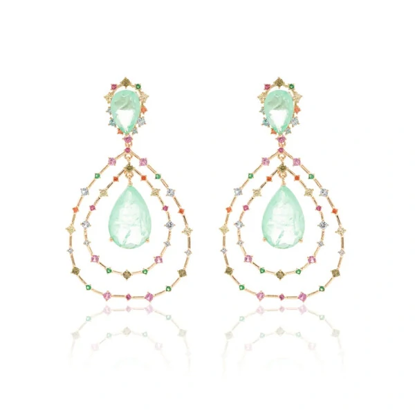 Brinco Gota Turmalina e Zircônias Rainbow