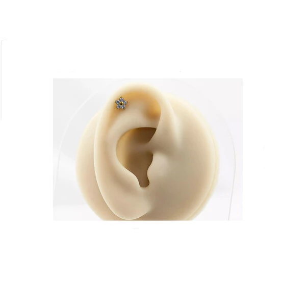 Piercing Labret Titânio PVD Flor Cinco Pétalas