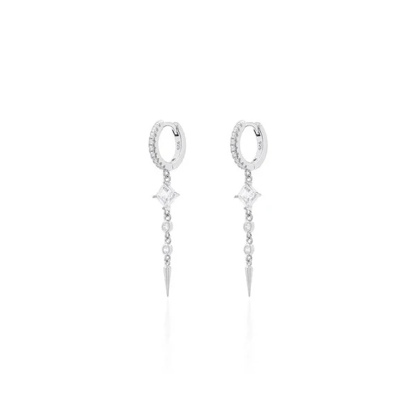 Argola Cravejada e Pingente com Zircônias Prata 925