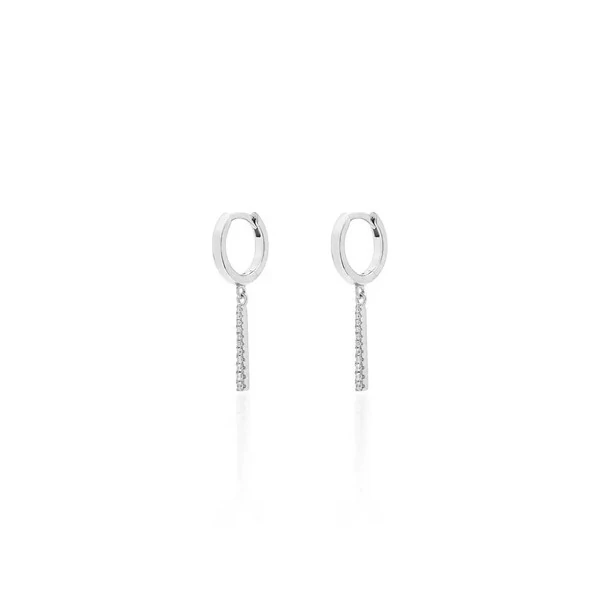 Argola Pingente Palito Cravejado Prata 925