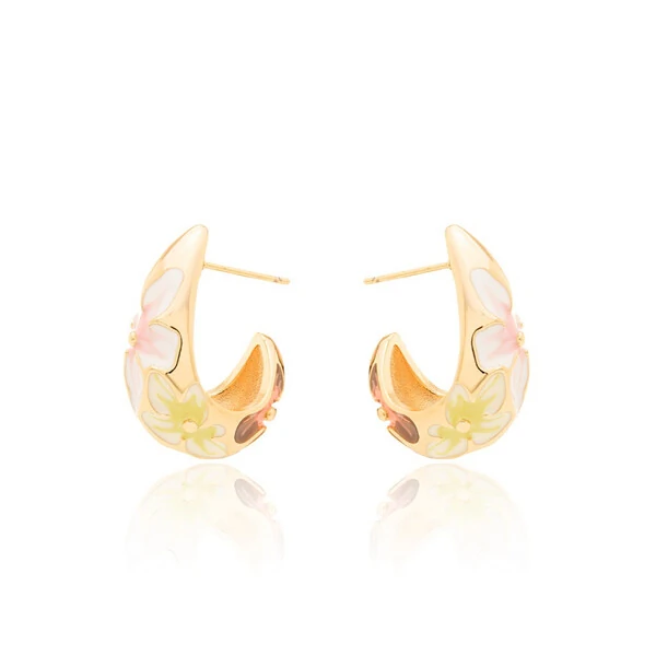 Argola Gota Flores Esmaltadas