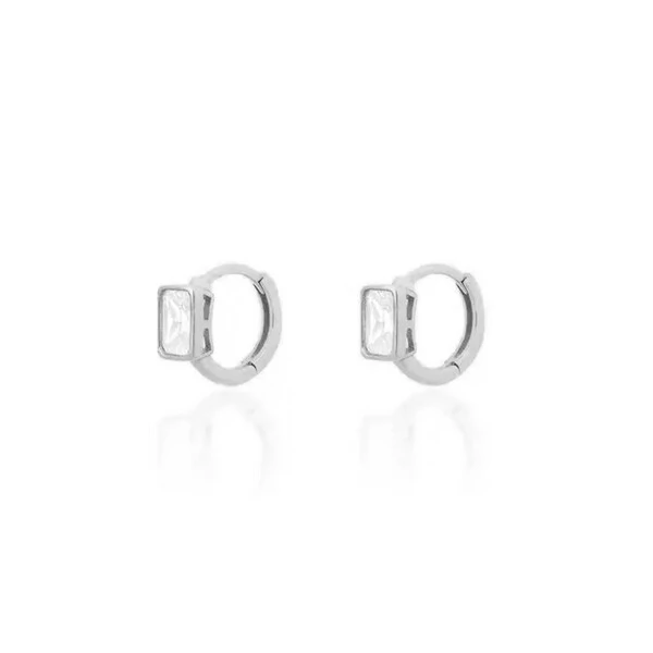 Argola Baguete PP Prata 925
