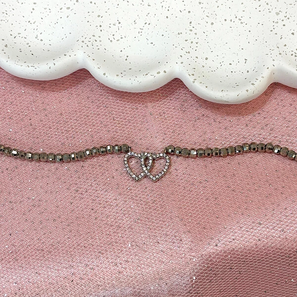 Pulseira Corações e Cristais Prata 925