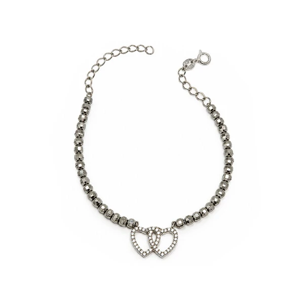 Pulseira Corações e Cristais Prata 925
