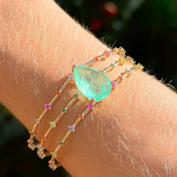 Bracelete Gota Turmalina e Zircônias Rainbow