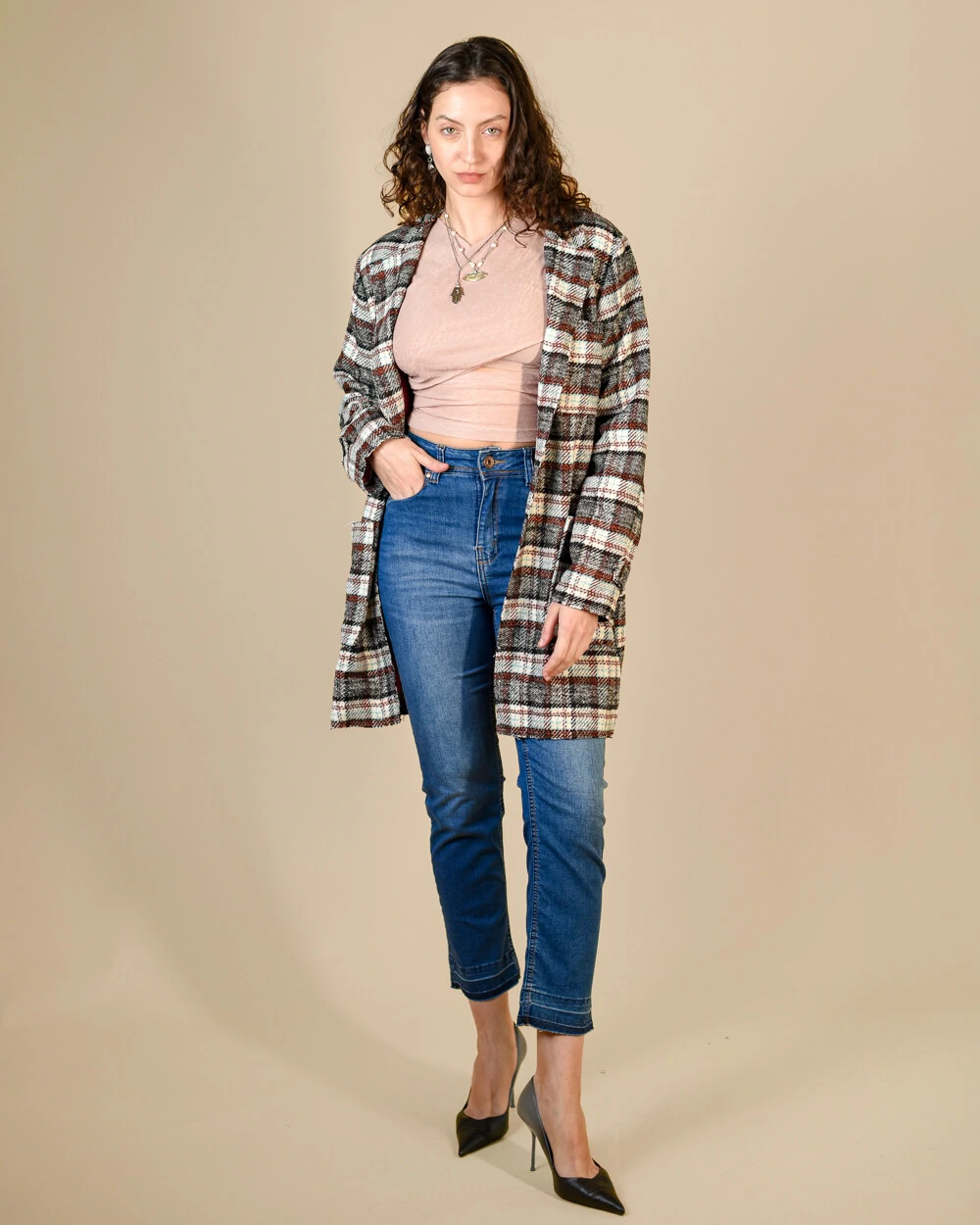 Foto Trench Coat Feminino Operarock Lã Xadrez