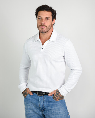 Foto Polo Manga Longa V Neck