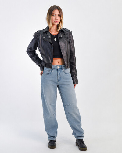 Foto Calça Jeans Barrel Passante Duplo