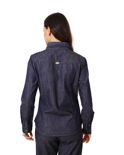 FotoCamisa Feminina Jeans Manga Longa