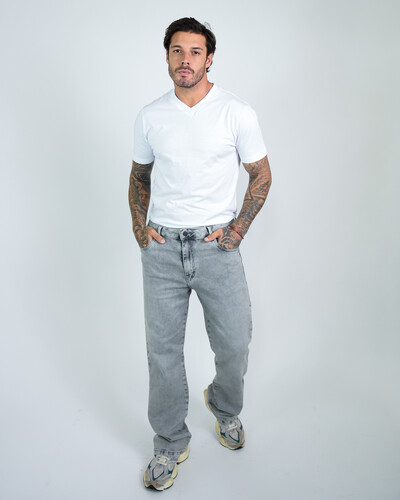 Foto Calça Masculina Dad Jeans Cinza