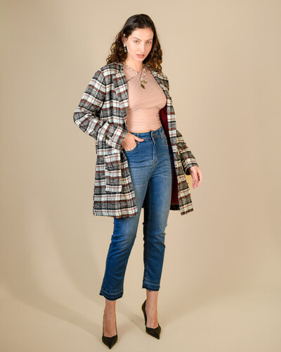 Foto Trench Coat Feminino Operarock Lã Xadrez
