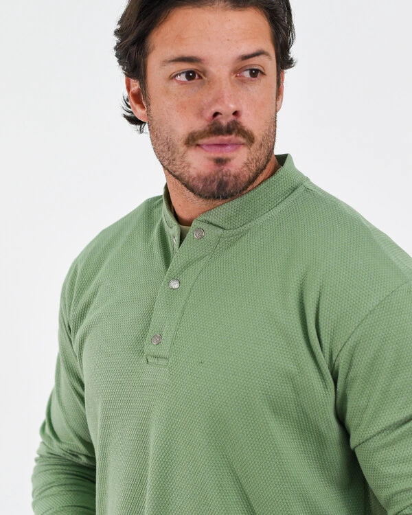 Camiseta Henley Manga Longa