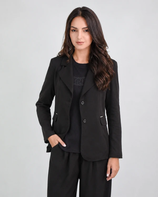Blazer Alfaiataria Linho Bordado na Manga