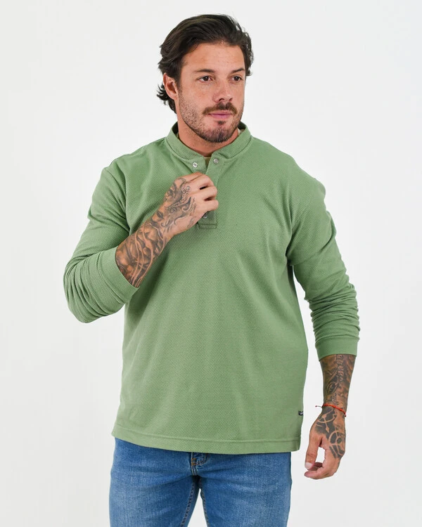 Camiseta Henley Manga Longa