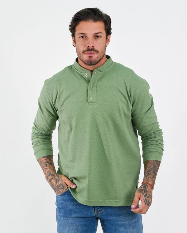 Camiseta Henley Manga Longa