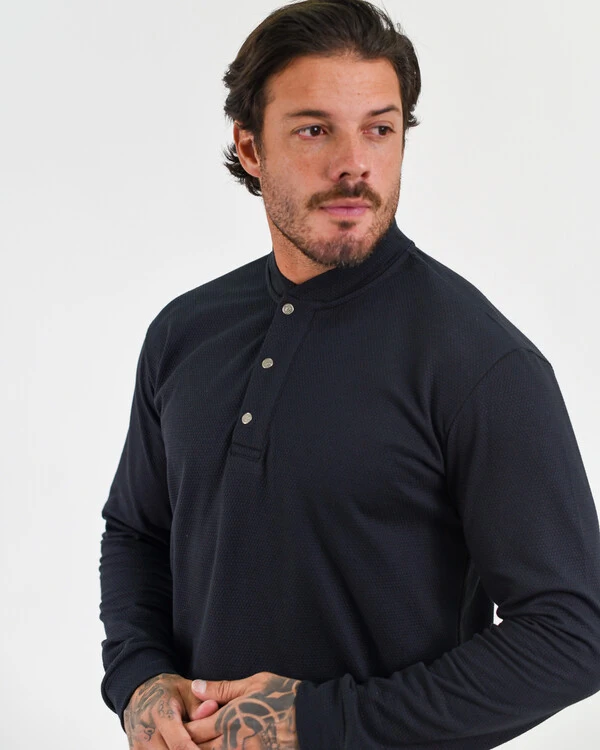 Camiseta Henley Manga Longa