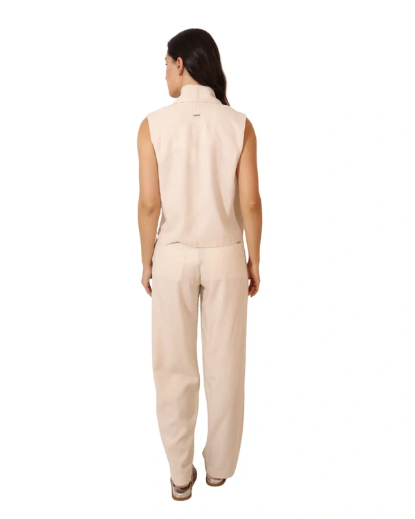 Calça Feminina Pregas Alfaiataria Linho