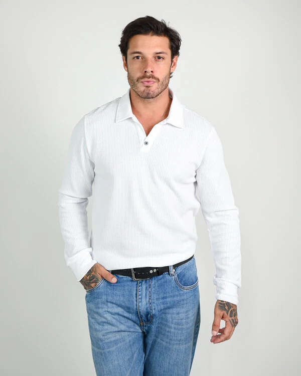 Polo Manga Longa V Neck
