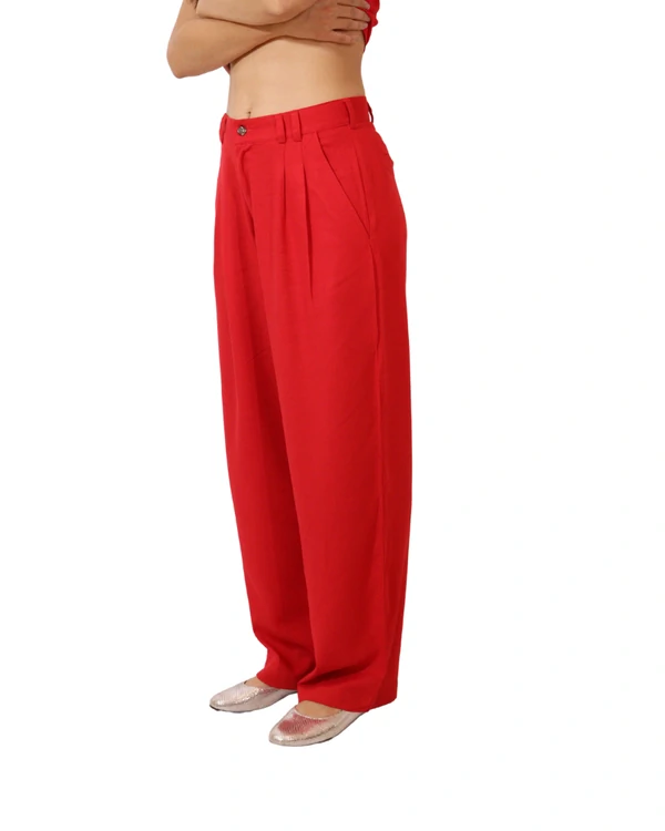 Calça Feminina Pregas Alfaiataria Linho