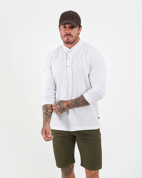 Camiseta Henley Manga Longa
